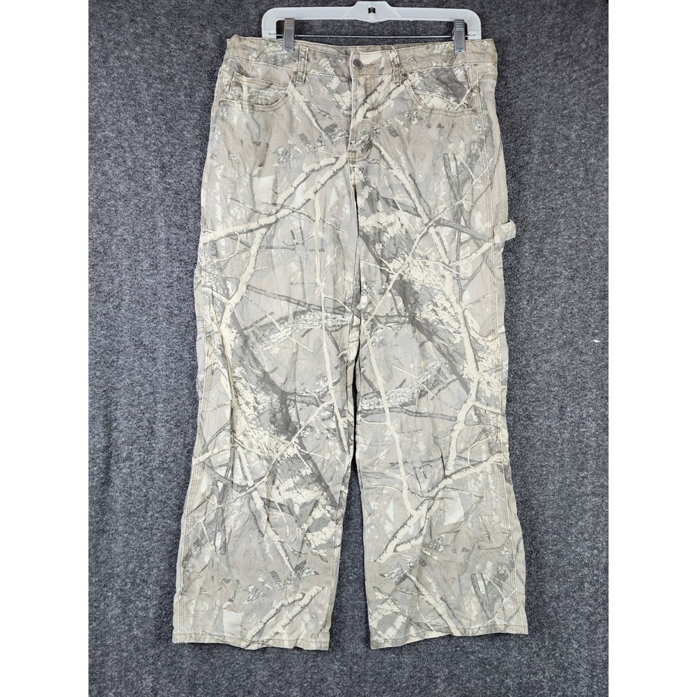 Love Soho Carpenter Pants Mens 13 Relaxed Camo Tan Branch Utility EUC